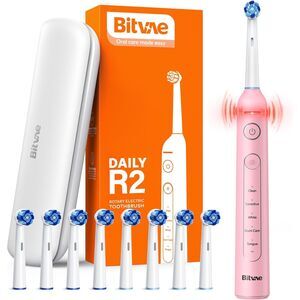 Bitvae R2 Rotating Electric Toothbrush for Adults w 8 Brush Heads 5 Modes (9045)
